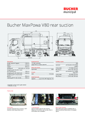 Măturători stradale montate pe camion, operare duală Bucher-Schörling MaxPowa V80h rear suction