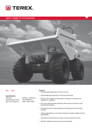 Dumpere pe Roți Terex TA 9