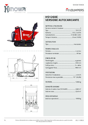 Dumpere Electrice pe Şenile Hinowa HS1203E