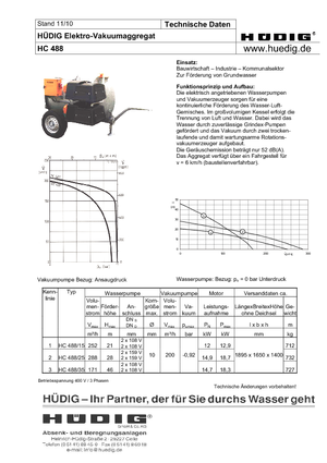 Instalații de scăderea a apelor subterane Hüdig HC 488/15