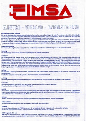 Stivuitoare frontale electrice Fimsa ET 2508