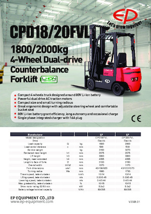 Stivuitoare frontale electrice EP CPD20FVL