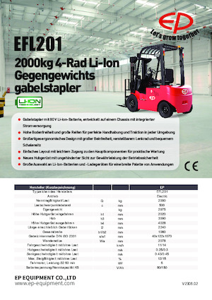 Stivuitoare frontale electrice EP EFL201