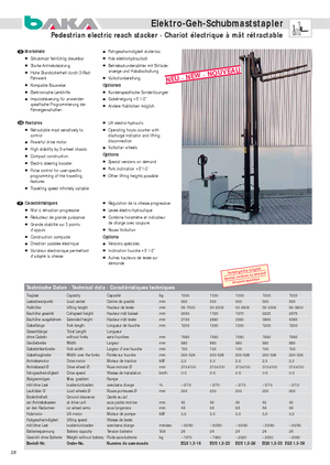 Stivuitoare electrice cu catarg retractabil Baka EGS 1.5