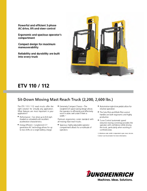 Stivuitoare electrice cu catarg retractabil Jungheinrich ETV 110