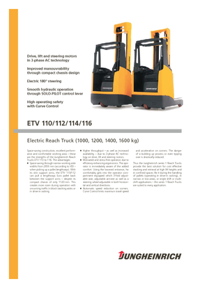 Stivuitoare electrice cu catarg retractabil Jungheinrich ETV 110