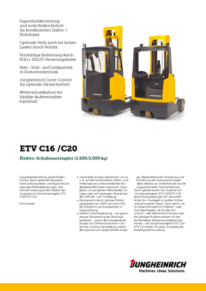 Stivuitoare electrice cu catarg retractabil Jungheinrich ETV C20