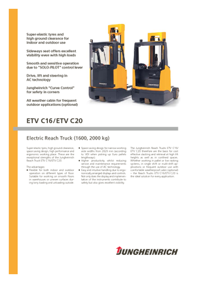 Stivuitoare electrice cu catarg retractabil Jungheinrich ETV C20