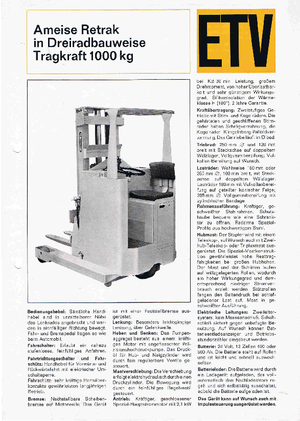 Stivuitoare electrice cu catarg retractabil Jungheinrich Retrak ETM/ETV 10