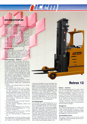 Stivuitoare electrice cu catarg retractabil Icem Retron