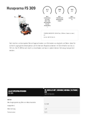 Fierăstraie pentru podea Husqvarna FS 309