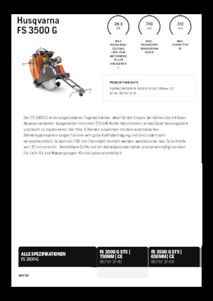 Fierăstraie pentru podea Husqvarna FS 3500 G