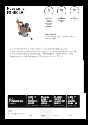 Fierăstraie pentru podea Husqvarna FS 400 LV