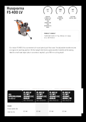Fierăstraie pentru podea Husqvarna FS 400 LV