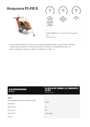 Fierăstraie pentru podea Husqvarna FS 410 D