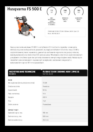 Fierăstraie pentru podea Husqvarna FS 500 E