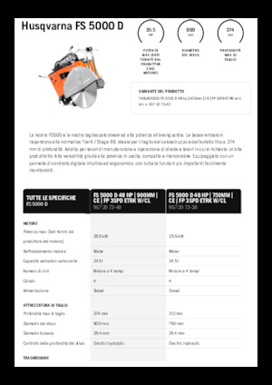 Fierăstraie pentru podea Husqvarna FS 5000 D