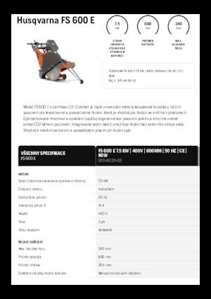 Fierăstraie pentru podea Husqvarna FS 600 E