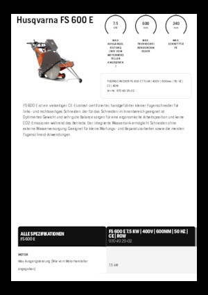 Fierăstraie pentru podea Husqvarna FS 600 E