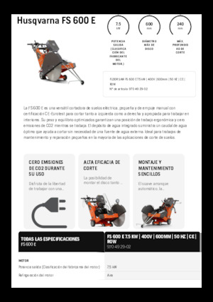 Fierăstraie pentru podea Husqvarna FS 600 E