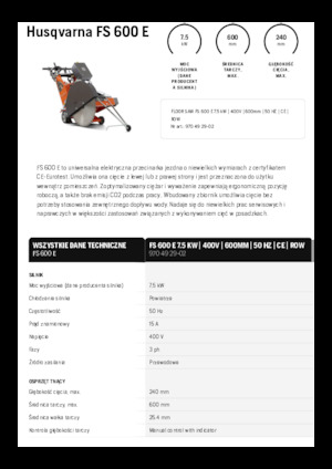 Fierăstraie pentru podea Husqvarna FS 600 E