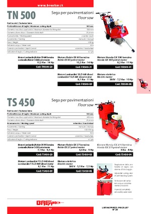 Fierăstraie pentru podea Breaker TN 500-20