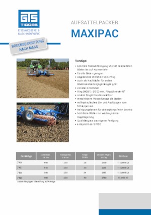 Tăvălugi pliabili (pentru nivelarea solului prelucrat) Tigges MaxiPac 740