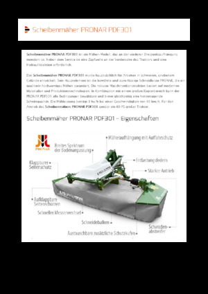 Cositori cu discuri atașate pe față, fără tambur de condiționare Pronar PDF 301