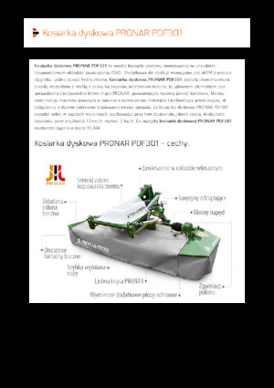 Cositori cu discuri atașate pe față, fără tambur de condiționare Pronar PDF 301