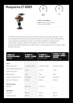 Maiuri compactoare pe benzină și Diesel Husqvarna LT 6005