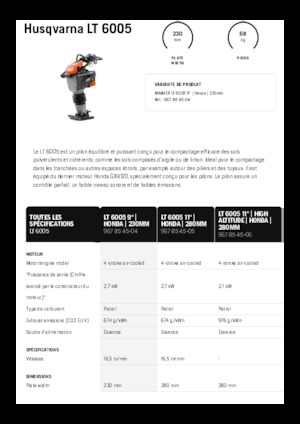 Maiuri compactoare pe benzină și Diesel Husqvarna LT 6005