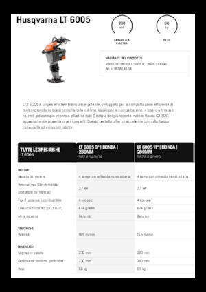 Maiuri compactoare pe benzină și Diesel Husqvarna LT 6005