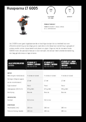 Maiuri compactoare pe benzină și Diesel Husqvarna LT 6005