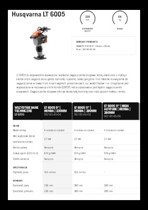 Maiuri compactoare pe benzină și Diesel Husqvarna LT 6005