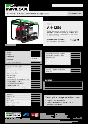 Generatoare de curent pe benzină INMESOL AH 1250-E