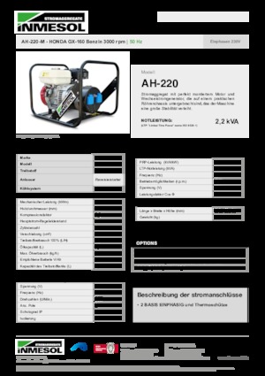 Generatoare de curent pe benzină INMESOL AH-220-M