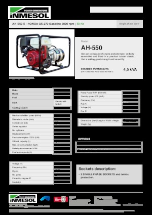Generatoare de curent pe benzină INMESOL AH-550-E