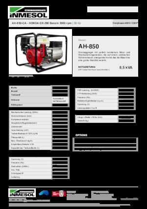 Generatoare de curent pe benzină INMESOL AH-850-CA