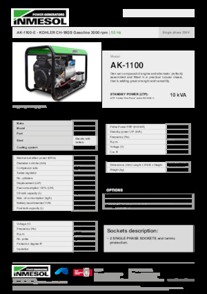 Generatoare de curent pe benzină INMESOL AK-1100-E