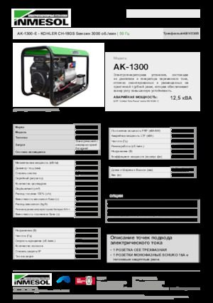 Generatoare de curent pe benzină INMESOL AK-1300-E