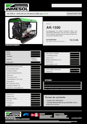Generatoare de curent pe benzină INMESOL AK-1500-E