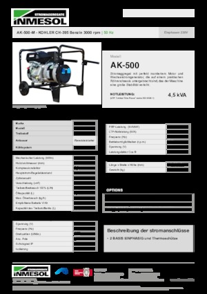 Generatoare de curent pe benzină INMESOL AK-500-M