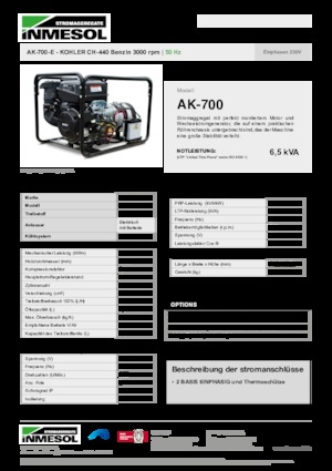 Generatoare de curent pe benzină INMESOL AK-700-E
