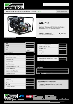 Generatoare de curent pe benzină INMESOL AK-700-E