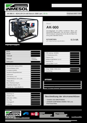 Generatoare de curent pe benzină INMESOL AK-900-E