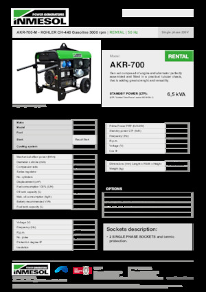 Generatoare de curent pe benzină INMESOL AKR-700-M