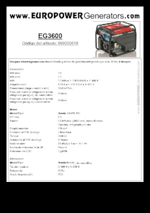 Generatoare de curent pe benzină Europower EG3600