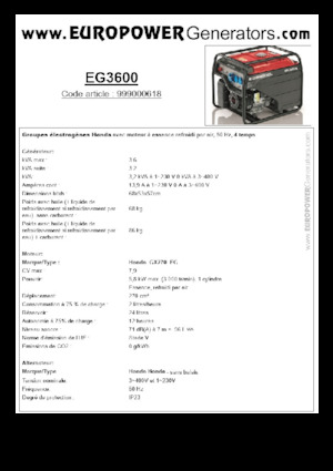 Generatoare de curent pe benzină Europower EG3600
