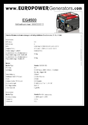 Generatoare de curent pe benzină Europower EG4500