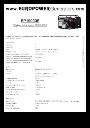 Generatoare de curent pe benzină Europower EP10000E (MA)